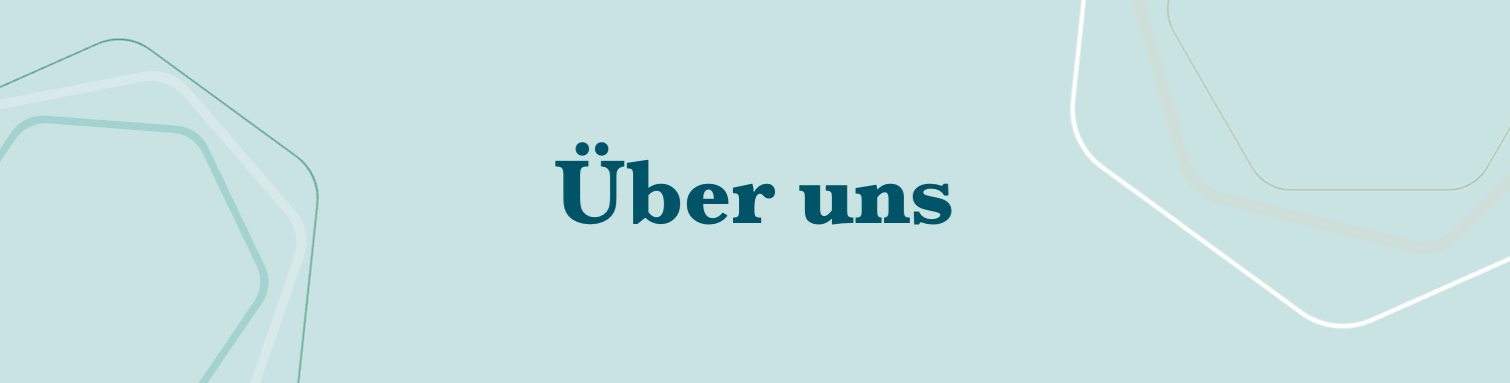 Grafik mit dem Text 'Über uns' auf einem hellen Hintergrund mit geometrischen Formen.